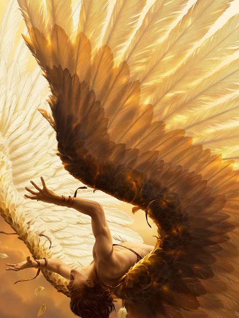 http://rmilot.cgsociety.org/art/corel-painter-abobe-photoshop-fall-icarus-illustration-2d-1195215 Back Pieces, Canabalism Art, Istoria Artei, Closer To The Sun, Ange Demon, Angel Aesthetic, Pirate Woman, Gold Aesthetic, Angels And Demons
