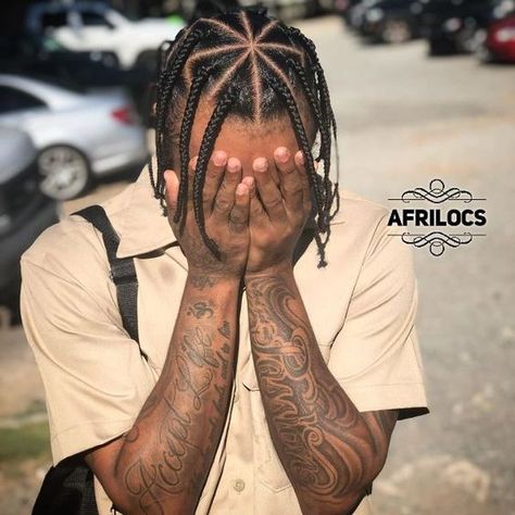 Plaits On Men, Hairstyles For Short Hair For Men, Make Braid Styles, Braided For Men, Cool Braids For Men, Men Triangle Box Braids, Black Man Braids With Fade, Men Individual Braids Hairstyles, High Top Box Braids Men