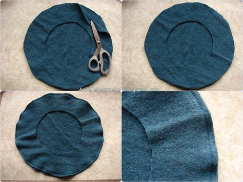 How to Sew a Beret: 3 Steps (with Pictures) Topi Baret, Pola Topi, Hat Sewing, Beret Pattern, Sewing Hats, Hat Patterns To Sew, Beginner Sewing Projects Easy, Sewing Projects For Beginners, How To Sew