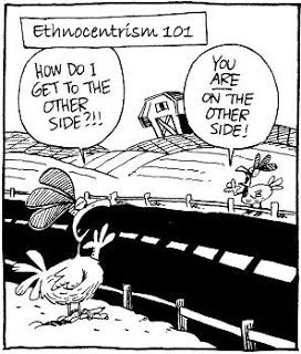 A comic example of ethnocentrism; a different way of looking at situations or environments one is not used to. Picture retrieved from Google. Funny Chicken Pictures, Chicken Jokes, Blonde Jokes, Chicken Pictures, Funny Cartoon Pictures, Clean Funny Jokes, Clean Jokes, Chicken Humor, Clean Humor