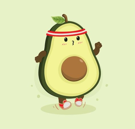 Kawaii, Avocado Farm, Cartoon Avocado, Avocado Cartoon, Avocado Art, Premium Vector Cartoon, Cute Avocado, Kawaii Doodles, Motion Design Animation