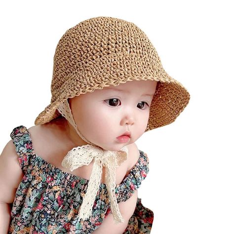 Amigurumi Patterns, Girl Cap, Baby Summer Hat, Princess Hat, Summer Straw Hat, Hats And Caps, Newborn Baby Hats, Baby Sun Hat