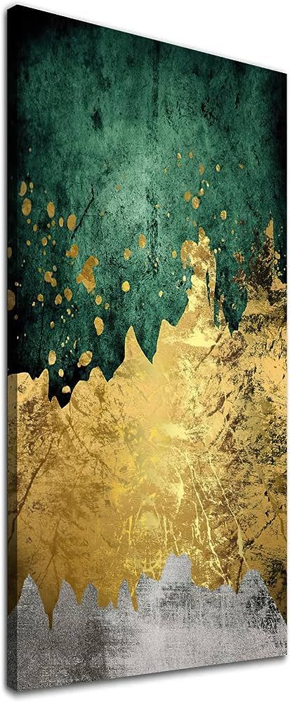 Amazon.com: Bfgsrtcbox Abstract Green and Gold Canvas Wall Art Dark Picture for Living Room Decor Emerald Paintings on Poster Home 60x120cm No Frame, 60x120cmx1pcs: Posters & Prints Emerald Green Painting Art, Green Grey And Gold Bedroom, Dark Green Artwork, Green And Gold Spa, Gold And Green Painting, Bedroom Decor Dark Green, Green Room Ideas Office, Emerald Green Black And Gold Bedroom Ideas, Dark Green And Gold Room
