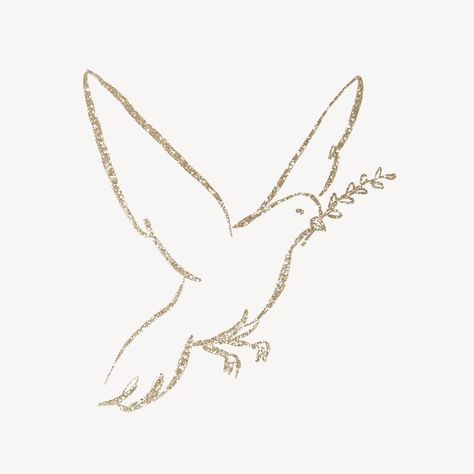 Gold dove gold glitter line art, doodle illustration | free image by rawpixel.com / Aum Dove Doodle, White Dove Flying, Bird Line Art, Dove Drawing, Dove Peace, Dove Flying, Peace Bird, Art Doodle, White Dove