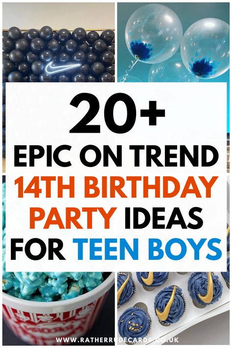 DIY creative boys 14th birthday party ideas for teenage boys 14th Birthday Boy Ideas, Teen Boy Sleepover Ideas, 13th Birthday Party Ideas For Boys Theme, Boys 14th Birthday Ideas, Boys 17th Birthday Ideas, Teen Boy Birthday Decorations, 12 Year Boy Birthday Party Ideas, 13th Boy Birthday Party Ideas, Boys 13th Birthday Ideas