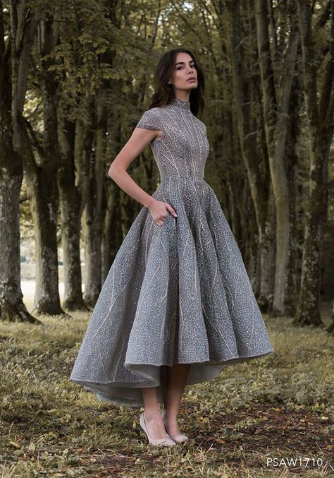 Tea Length Dress Blue, Paolo Sebastian, Pakaian Feminin, Autumn Winter Collection, Cocktail Gowns, Dresses To Wear To A Wedding, Gorgeous Gowns, Fesyen Wanita, Beautiful Gowns