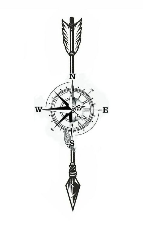 Arrow With Compass Tattoo Design, Arrow Compass Tattoo Men, Arrow And Compass Tattoo Design, Deep Men Tattoo, Arrow Compass Tattoo Design, Arrow Tattoo Design For Men, Time Travel Tattoo, Compass And Arrow Tattoo, Compass With Arrow Tattoo