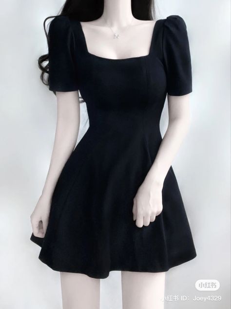 Simple Black Dress Short, Black Dress For Teenage Girl, Korean Dresses Party, Short Black Dress Outfit Casual, Dress Astethic, Black Mini Dress Aesthetic, Hot Dresses For Women, Cute Black Dresses, Black Cute Dress