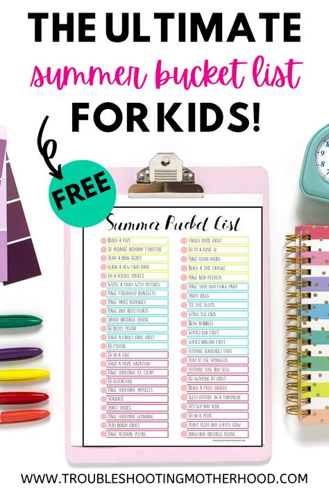 Summer is around the corner, and we've got your family's fun-filled plans covered! 🎉 Check out our Summer Bucket List for Kids, complete with free printables, perfect for a memorable 2024 season at home with the little ones. Make sure to save it for later! 🏠👨‍👩‍👧‍👦 Summer Bucket List For Kids 2024, Summer Bucket List Kids Printable, Summer Bucket List For Families, Summer Bucket List Ideas For Kids, Kids Summer Bucket List Ideas, Summer Bucket List With Kids, Summer Bucket List 2024 Ideas Kids, Summer Bucket List 2024 Family, Summer Bucket List 2024 Kids