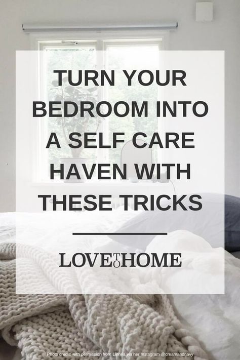 Turn Your Bedroom into a Self Care Haven with these Tricks | Love to Home Spa Bedroom Ideas, Rustic Wooden Box Centerpiece, Spa Like Bedroom, Spa Bedroom, Hygge Bedroom, Restful Bedrooms, Hygge Life, Calming Bedroom, Zen Bedroom