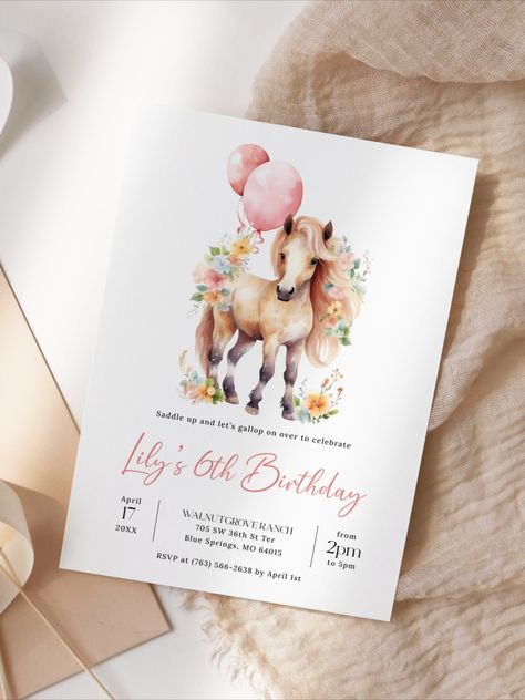 Editable invitation with FREE thank you tags. Gallop On Over Birthday Invitation EDITABLE, Floral Horse Birthday Invitation Printable, Saddle Up Birthday, Cowgirl Birthday Party Invite, Western Invitation, Country Invitation, Pony Birthday, Pink Farm Birthday, Rodeo Birthday Party, INSTANT DOWNLOAD Horse Theme Birthday Party Girl, Saddle Up Birthday Party, Girl Horse Party, Girl Horse Birthday Party, Horse Party Invitations, Pink Farm Birthday, Horse Birthday Party Invitations, Horse Theme Birthday Party, Cowgirl Birthday Party Invitations