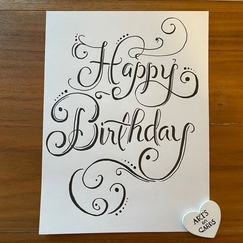 Happy Birthday Best Friend Calligraphy, Happy 50th Birthday Cards Diy, Happy Birthday Cards Calligraphy, Happy Birthday Fancy Lettering, Birthday Letter Design Ideas, Fancy Happy Birthday Writing, Happy Birthday Calligraphy Aesthetic, Different Ways To Write Happy Birthday, Happy Birthday Writing Styles On Card