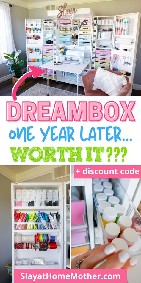 Organisation, Dreambox Craft Room, Craft Storage In Bedroom, Craft Storage Small Space Diy, Craft Room Small Space Ideas, Box Room Craft Room, Arts And Crafts Storage Cabinet, Cricut Maker Storage Ideas, Cricut Craft Cabinet