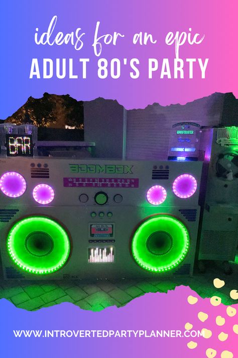 The 1980's were such a great decade why not celebrate them? Check out our ideas for an 80's Birthday Party. 30th Class Reunion Ideas 80s Theme, 80s Theme Anniversary Party, 1985 Birthday Party Ideas, 1983 Party Ideas, 1980 Party Ideas Decoration, 80s Movie Party Theme, 80s New Years Eve Party, 80s Decorations Party 1980s, 80s Prom Birthday Party Theme