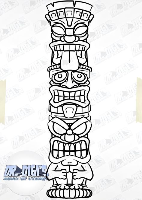 Arte Haida, Arte Bob Marley, Tiki Signs, Intarsia Wood Patterns, Totem Tattoo, Tato Lengan, Ancient Drawings, Simple Wood Carving, Tiki Totem