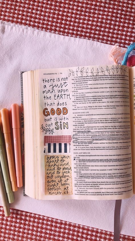 Ecclesiastes Bible Journaling, Old Testament Bible Journaling, Ecclesiastes 11, Bible Doodles, Ecclesiastes 7, Old Testament Bible, Inspire Bible, New Testament Bible, Journal Notes