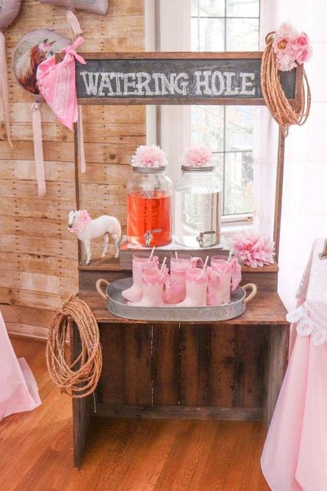 Cowboy And Cowgirl Theme Party, Saddle Up Birthday Party Decor, Fancy Cowgirl Birthday Party, Pink Horse Party, Boots And Bottles Party, 50th Cowgirl Party, Pink Cowgirl Dessert Table, Cowgirl Slumber Party, Girly Cowboy Theme Party