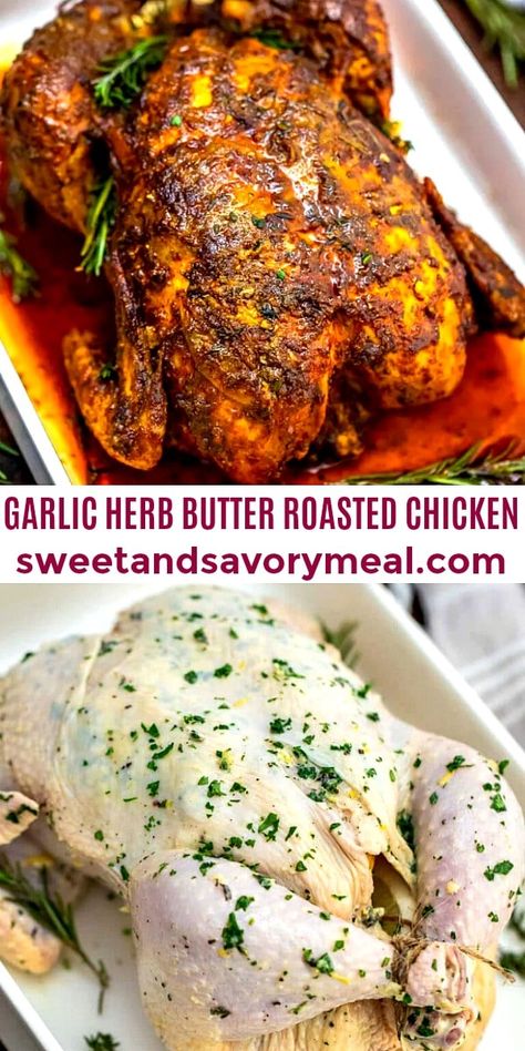 Roasted Garlic Butter Chicken, Herb Butter For Chicken, Garlic Herb Baked Chicken, While Roasted Chicken Recipes, The Best Roasted Chicken, Stuffed Roast Chicken Recipes, Christmas Roast Chicken, Roasted Garlic Recipes Dinners, Roasted Chicken Recipes Rotisserie