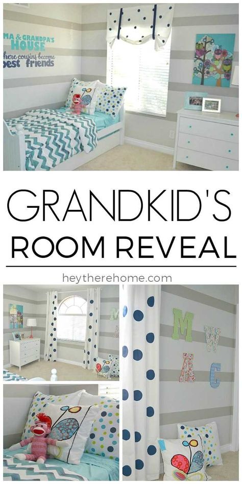 a special room for the grandkid's and grandma and grandpa's house Grandchild Bedroom Ideas, Grandkids Room Ideas, Grandkids Room At Grandmas, Grandkids Bedroom At Grandmas, Grandchildren Bedroom, Unisex Bedroom Kids, Grandkids Playroom, Sleepover Room, Grandkids Room