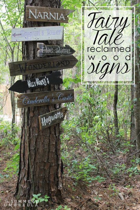 You can create all of these signs for your kid's play area in a few simple steps! All fonts can be found in this tutorial. Don't miss out. See now! Reclaimed Wood Signs, Have Inspiration, Kids Play Area, Backyard For Kids, Garden Signs, Backyard Fun, Gardening For Kids, Diy Backyard, Dream Garden