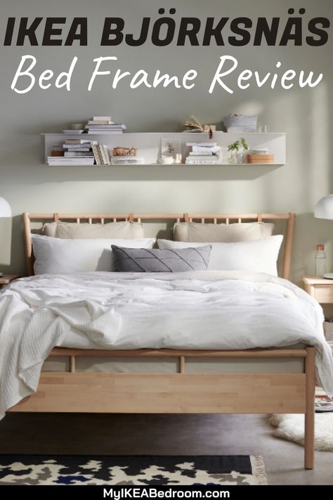 IKEA BJORKSNAS Bed Frame Review: IKEA BJORKSNAS bed frame is the perfect piece of woodcraft that you can have for your house. This BJORKSNAS bed frame is a perfect combination of art, durability, aesthetics, and can fit perfectly with your minimalistic home interior. Bjorkasen Ikea, Ikea Wood Bed Frame, Ikea Bed Bjorksnas, Bjorksnas Ikea Bed Ideas, Best Ikea Beds, Björksnäs Bedroom Ideas, Björksnäs Bed Ideas, Ikea Idanas Bed, Ikea Bed Frame Ideas