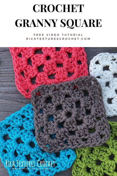 Crochet With 4 Weight Yarn, What To Crochet As A Beginner, Simple Crochet Granny Square Pattern, Beginners Granny Square Crochet, How To Crochet A Granny Square Tutorial, Simple Crochet Squares, Crochet Granny Square Blanket Pattern Free Simple, How To Crochet Granny Squares Beginners Video, How To Do Granny Squares