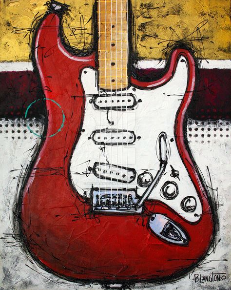 62 Vintage Strat by BruceLangton Ukelele Painted, Guitar Drawings, Guitar Art Painting, Electric Guitar Art, Painted Ukulele, Arte Jazz, Ukulele Art, Guitar Illustration, Guitar Drawing