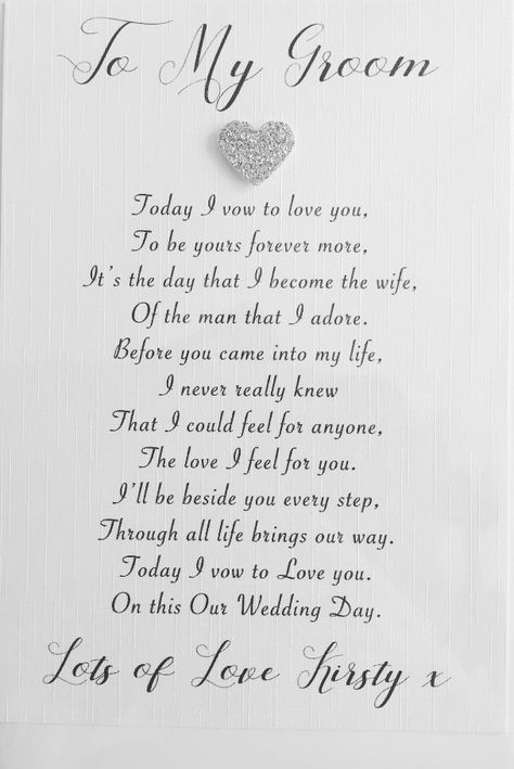 To my Groom- Wedding Poem Vowels For Wedding, Poem To My Future Husband, Day Of Wedding Note To Groom, Letter To My Future Husband On Our Wedding Day, Wedding Day Note To Groom Love Letters, Wedding Day Quotes For Husband, Wedding Notes To Groom, Vows To Groom From Bride, Poems For Husband Marriage