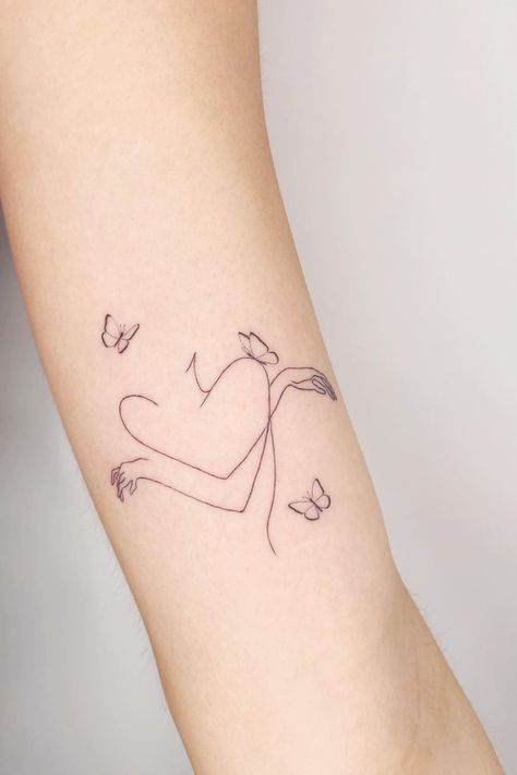 Small Tattoo About Self Love, Women Tattoos Self Love, Line Art Tattoos Self Love, Pretty Tattoos Ideas, Live Intentionally Tattoo, Tattoo Designs For Healing, Self Love Inspired Tattoos, Tattoos Representing Self Love, Love Yourself Symbol Tattoo