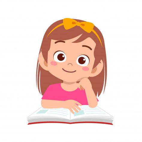 Happy cute kid girl study with smile | Premium Vector #Freepik #vector #school #people #education #girl دورة حياة النبات, Girl Study, Kids Going To School, Kids Cartoon Characters, Kids Reading Books, School Clipart, Kids Vector, Kids Study, Kid Girl