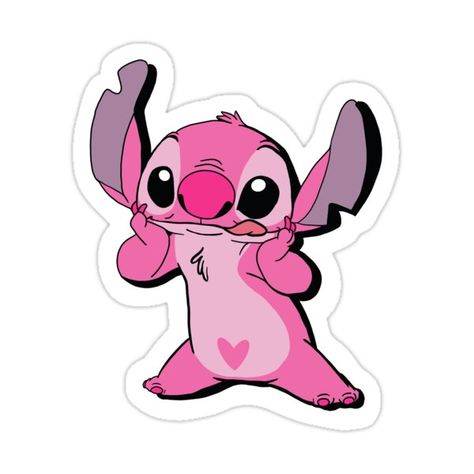 Lilo And Stitch Pink, Stickers Rosas, Stickers Rosa, Stitch Rosa, Angel Lilo And Stitch, Stitch Pink, Stitch Cake, Pink Stickers, Pink Stitch