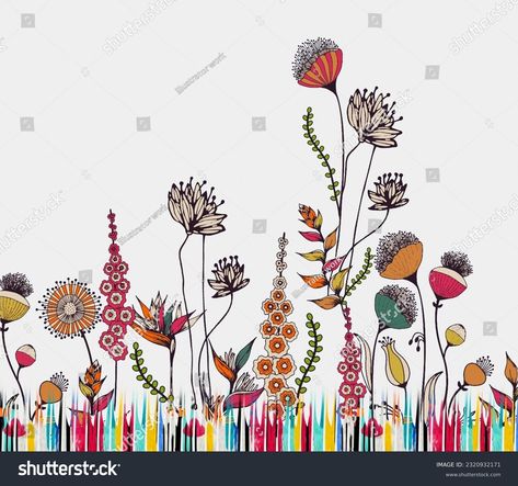 Beautiful Digital Flowers Motif Design Watercolor Stock Illustration 2320932171 | Shutterstock Rose Flower Png, Botanical Flowers Print, Watercolor Border, Digital Borders Design, Digital Borders, Flower Art Images, Motif Design, Digital Flowers, Flower Border