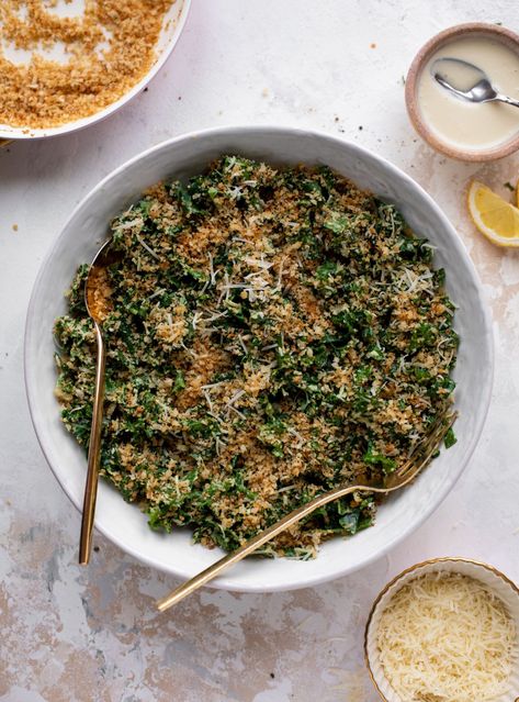 Kale Caesar Salad - Kale Caesar Crunch Salad Recipe Yogurt Caesar Dressing, There Is No Spoon, Crunch Salad, Salad Kale, Kale Caesar, Green Salads, Kale Caesar Salad, Massaged Kale, House Salad