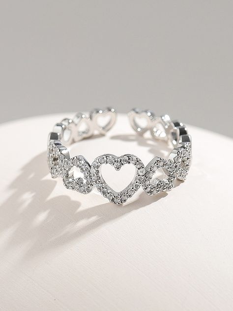 Silver    Copper      Jewelry Teen Ring, Heart Shaped Diamond Ring, Teen Jewelry, Jewelry Accessories Ideas, Heart Shaped Rings, Heart Shaped Diamond, Fancy Jewelry, Cute Rings, Pretty Rings