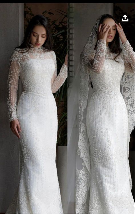 Wedding Removable Sleeves, Kerala Bride Christians, Classic Wedding Looks Brides, All Wedding Dresses, Beaded Applique Wedding Dress, Modest Engagement Dresses, Wedding Dress For Christian Bride, Elegant White Dress Classy Wedding Gowns, Modest Wedding Gowns Classy