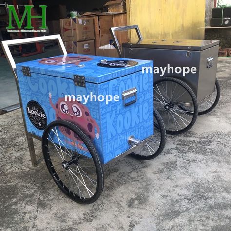 Ice Cream Push Cart, Ice Cream Cart Design, Street Food Kiosk, Ice Cream Trolley, Ice Cream Wagon, Ice Cream Kiosk, Snack Machine, Push Cart, Food Kiosk