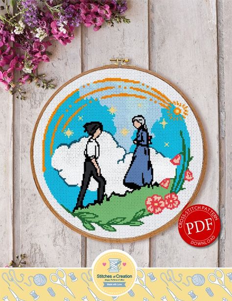 Ghibli Pattern, Castle Cross Stitch Pattern, Castle Cross Stitch, Geeky Cross Stitch Patterns, Geeky Cross Stitch, 하울의 움직이는 성, Geek Cross Stitch, Howl And Sophie, Moving Castle