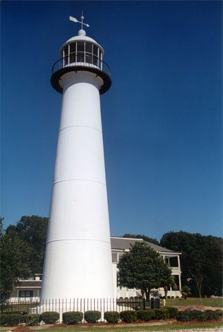Biloxi Lighthouse, Mississippi at Lighthousefriends.com Mississippi Coast, Biloxi Lighthouse, Biloxi Mississippi, Visitors Center, Ocean Springs, Take Five, Beacon Of Light, Light Houses, Iron Lighting