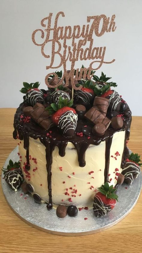 70th Birthday Cake For Women, 70th Birthday Cake For Men, Chocolate Drip Cake Birthday, Birthday Cake For Women Simple, Birthday Drip Cake, Fondant Cakes Birthday, Birthday Cake For Mom, 70th Birthday Cake, Cake For Husband