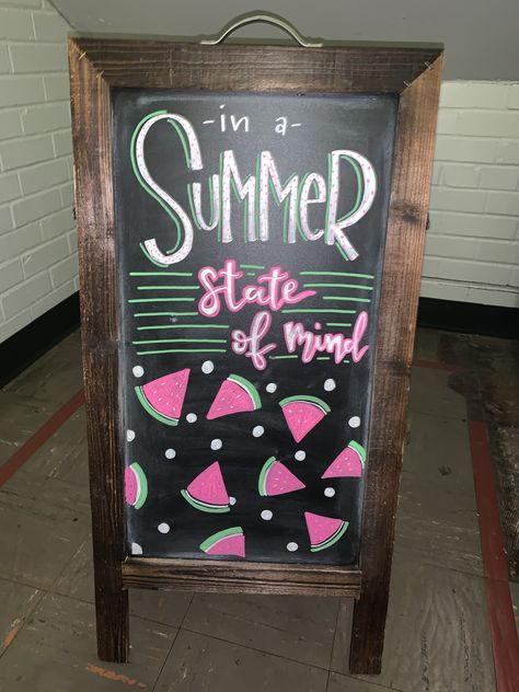 #chalkboardart #summer Shopping List Chalkboard, Watermelon Chalkboard Art, Summer Boutique Chalkboard Signs, Summer Chalkboard Art Easy, Summer Whiteboard Ideas, Summer Time Chalkboard Art, Store Chalkboard Sign Ideas, August Chalkboard Art Ideas, Summertime Chalkboard Ideas