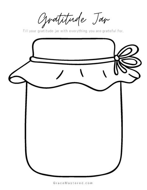 5 Beautiful designs to choose from. Free printable or instant download - no signup required. Pin it. #gratitude #gratitudejar #gratitudejarprintable #freeprintable #freeprintables Molde, Jar Printables Free, Jar Template Free Printable, Gratitude Jar Printable, Jam Jar Crafts, Printable Jar, Jar Printable, Gratitude Notes, Jar Image