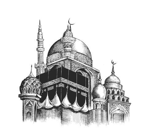 Croquis, Aesthetic Pencil Drawing, Pencil Drawing Aesthetic, Masjid Vector, Pencil Drawing Anime, Mosque Drawing, Pencil Drawing Inspiration, Fesyen Islam, Gold Art Painting