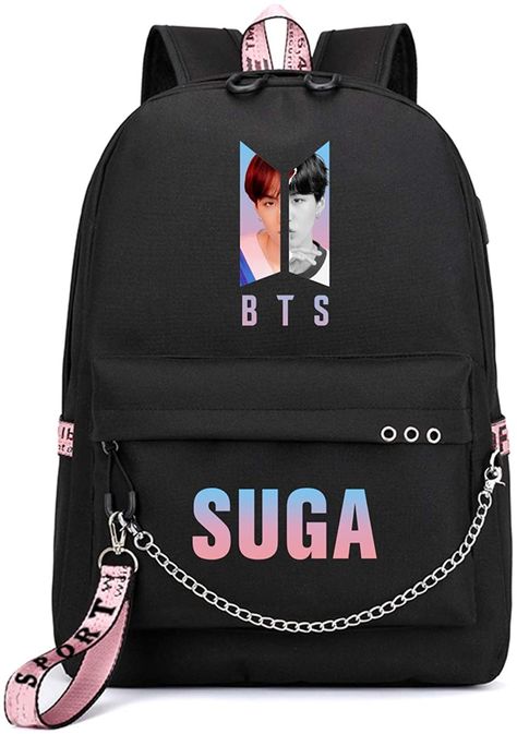 ZIGJOY Kpop Korean Boys Mochila Mochila escolar Mochila con puerto de carga USB Suga Jin Jimin Jung Kook Para aficionados Suga Negro: Amazon.es: Ropa y accesorios Mochila Kpop, Bts Backpack, Bts School, Bts Bag, Casual Shoes Women Sneakers, Bts Hoodie, Bts Wallpaper Desktop, Tas Mini, Army Clothes