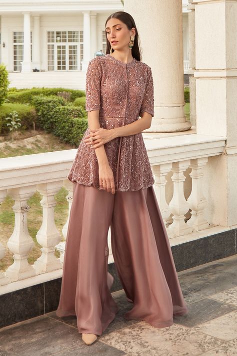 Ethnic Gowns Indian, Indian Skirt And Top, Western Gowns Party Wear, Dress Designs Indian, Garara Dress, Traditional Dresses Indian, Indo Western Outfits For Women, Indian Outfits Modern, Kurta And Sharara Set