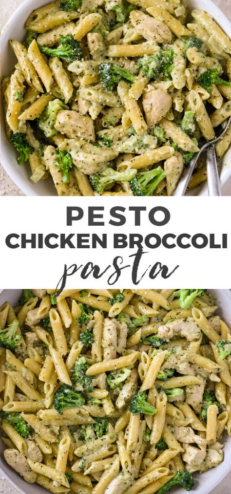 One Pot Broccoli Cheese Pesto Pasta, Chicken Pesto Rigatoni, Cheesy Pesto Chicken Pasta, Chicken Pesto With Vegetables, High Protein Chicken Pesto Pasta, Healthy Chicken Pesto Recipes, Pesto Chicken Broccoli Pasta, Low Calorie Chicken Pesto Pasta, Healthy Pasta And Broccoli Recipes