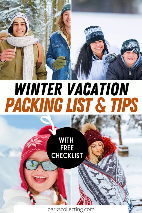 Packing tips for winter travel and a winter packing list with downloadable winter holiday packing checklist. Use this packing list for winter travel and these packing winter travel tips for your winter travel. Packing list cold weather travel | Packing checklist for winter vacation | Winter trip packing list travel tips | Winter trip packing cold weather | Winter travel packing cold weather | Packing tips for snow winter travel | travel packing checklist | travel packing tips Packing Cold Weather, Hiking Trip Packing List, Winter Vacation Packing, Winter Trip Packing List, Winter Vacation Packing List, Summer Vacation Packing List, Winter Travel Packing, Vacation Packing Checklist, Cold Weather Travel