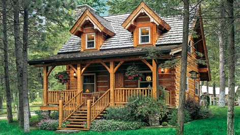 Log Cabin Homes, Log Cabin Living, Log Home Living, Little Cabin In The Woods, Rustic Log Cabin, Homes Design, Cottage Cabin, Cabin Living, Little Cabin