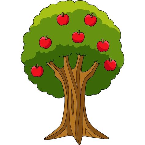 Tree Pictures Drawing, Apple Tree Clipart, Tree Cartoon Images, Apple Tree Illustration, Apple Tree Art, Apple Tree Drawing, Apple Clip Art, School Model, Clip Art Frames Borders