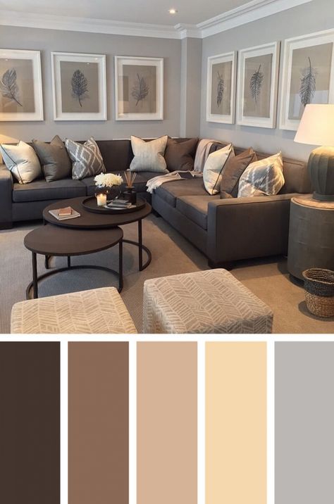 Grey And Brown Living Room, Good Living Room Colors, Light Paint Colors, Living Room Color Schemes, Relaxing Moments, Best Paint Colors, Embossed Wallpaper, Room Paint Colors, 아파트 인테리어