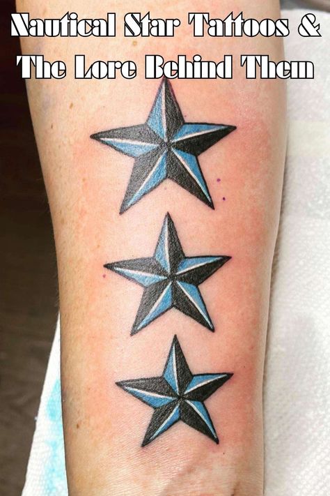 Nautical Star Tattoos & The Lore Behind Them - Tattoo Glee Nautical Star Cover Up Tattoo, Nautical Star Tattoos For Men, East Coast Tattoo Ideas, Nautical Star Tattoo Women, Navy Tattoo For Women, Navy Blue Tattoo, Nautical Tattoo Ideas, Us Navy Tattoos, Nautical Star Tattoo
